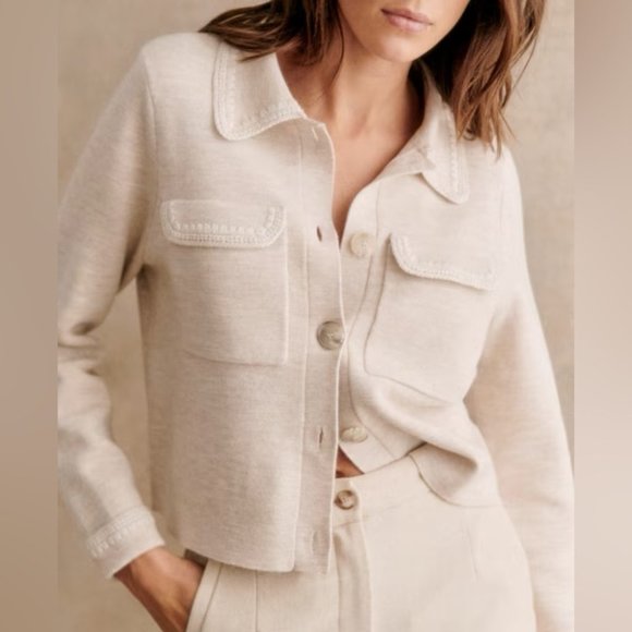 NEW Sezane Betty Cardigan in Beige Crochet | size M - Picture 2 of 9